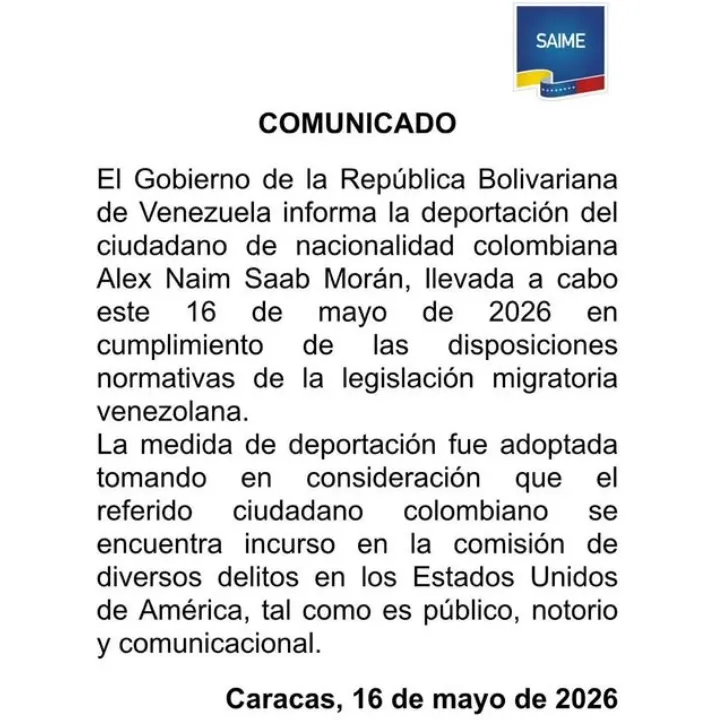 Gobierno De Venezuela Informa Deportacion De Alex Saab Moran